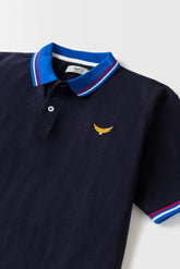 Contrast Collar Polo Shirt - Navy Blue
